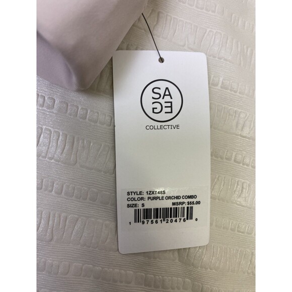 SAGE COLLECTIVE Sports Bra Stretch Wirefree Pull On Purple Orchid Combo Sz Small - Picture 5 of 6